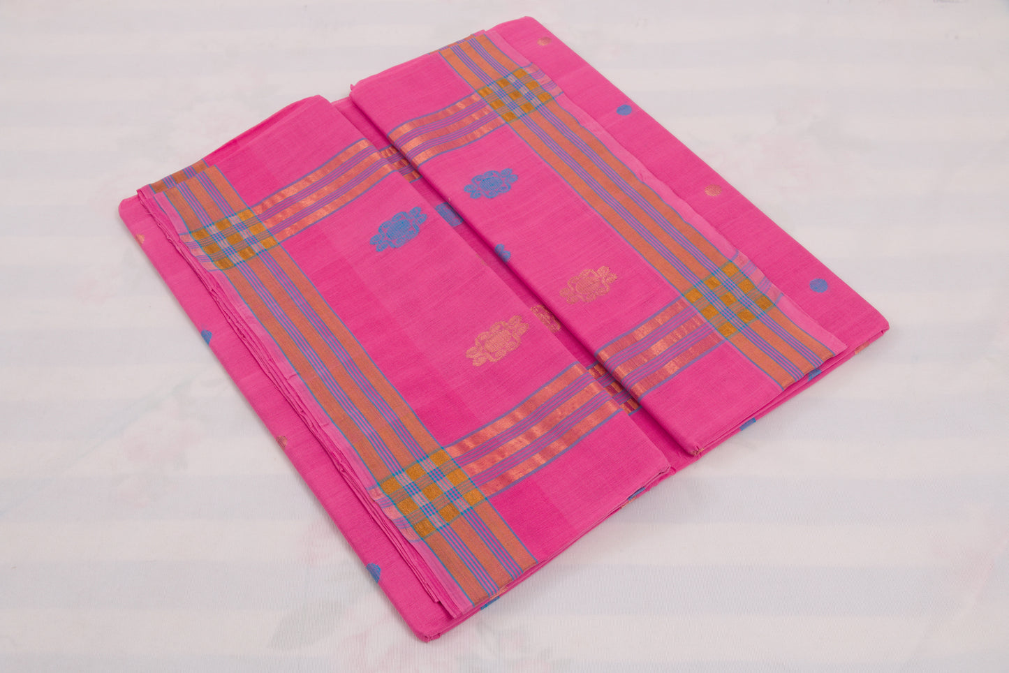 Traditional Venkatagiri cotton saree featuring colorful bhutta pattern