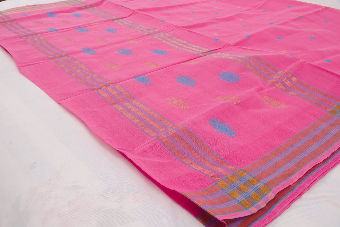 Authentic Venkatagiri cotton saree with multicolor woven buttas