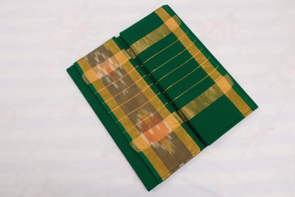 Green Venkatagiri cotton saree with traditional ikat border