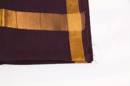 Pure cotton Venkatagiri saree in brown with woven ikat border