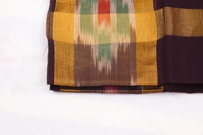 Authentic Venkatagiri handloom saree with gold zari stripes and ikat border
