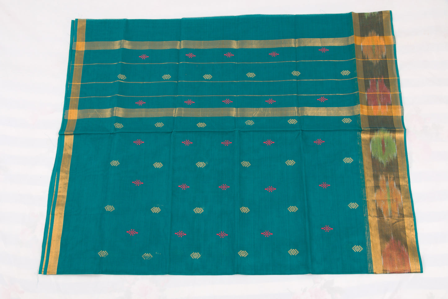 Elegant Blue Venkatagiri handloom cotton saree with ikat pallu