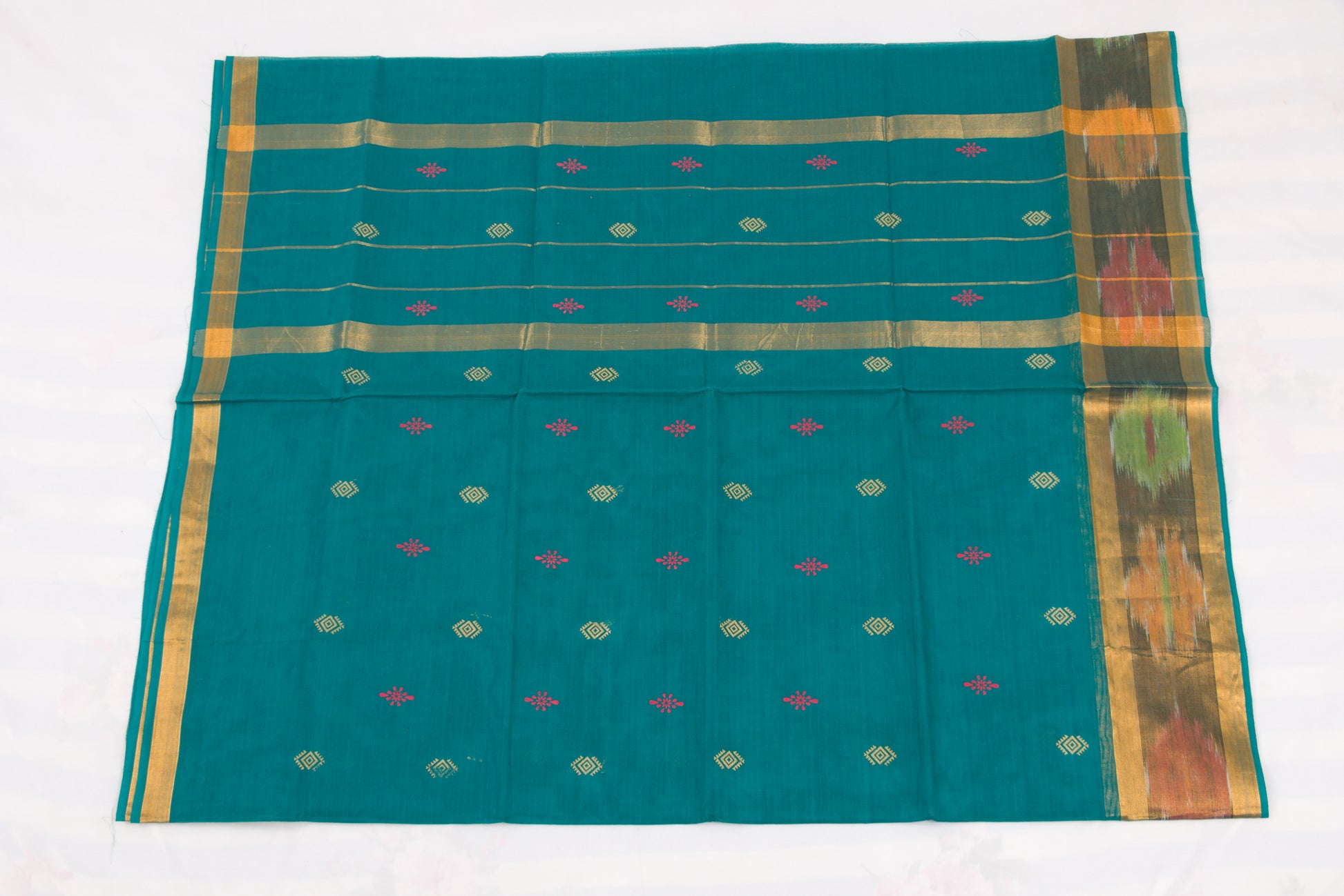 Elegant Blue Venkatagiri handloom cotton saree with ikat pallu