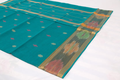 Traditional Venkatagiri cotton saree featuring classic ikat border pattern