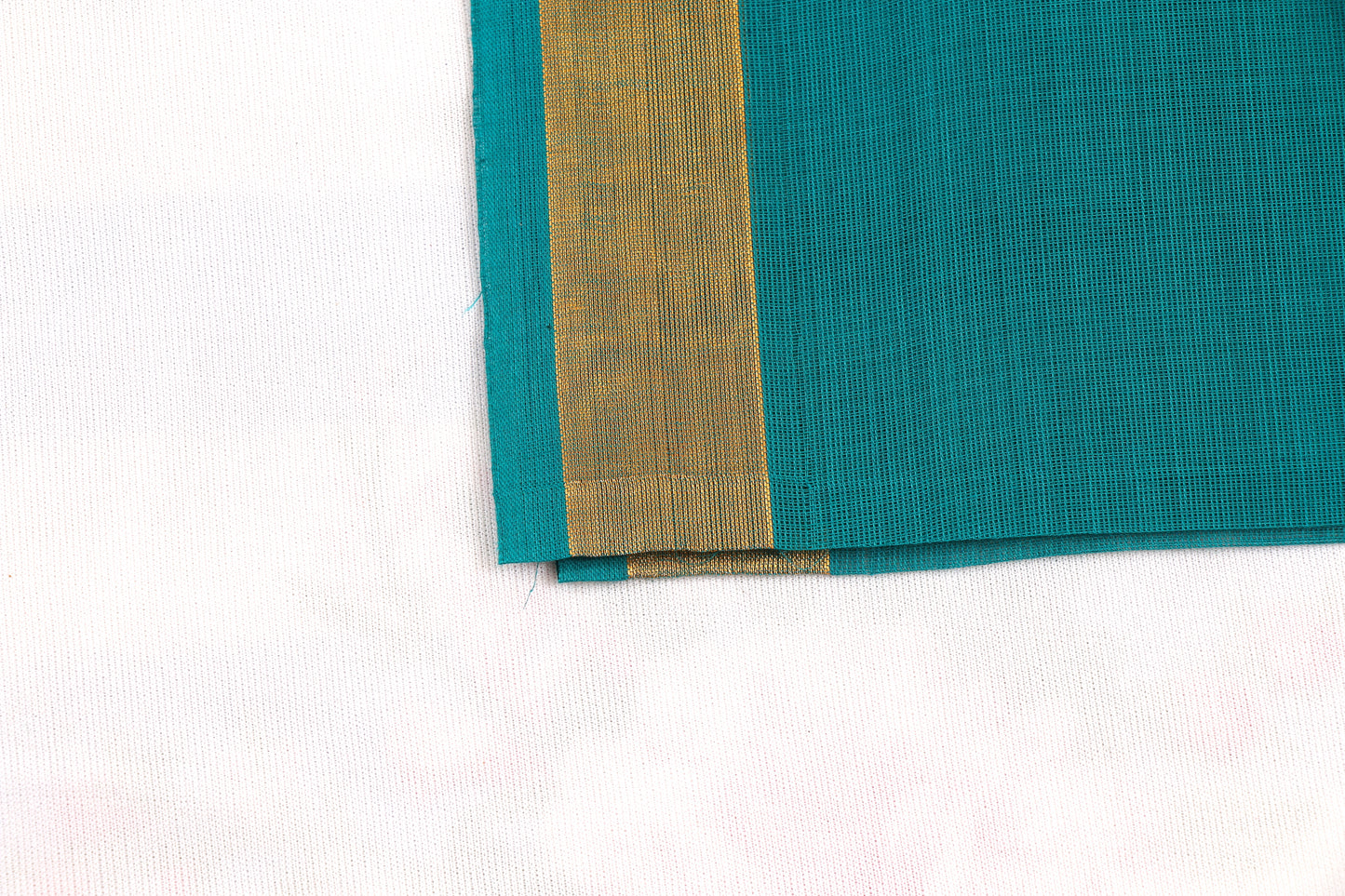Pure cotton Venkatagiri saree in blue with woven ikat border