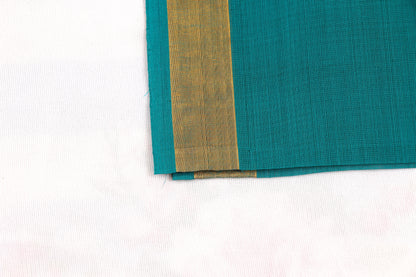 Pure cotton Venkatagiri saree in blue with woven ikat border
