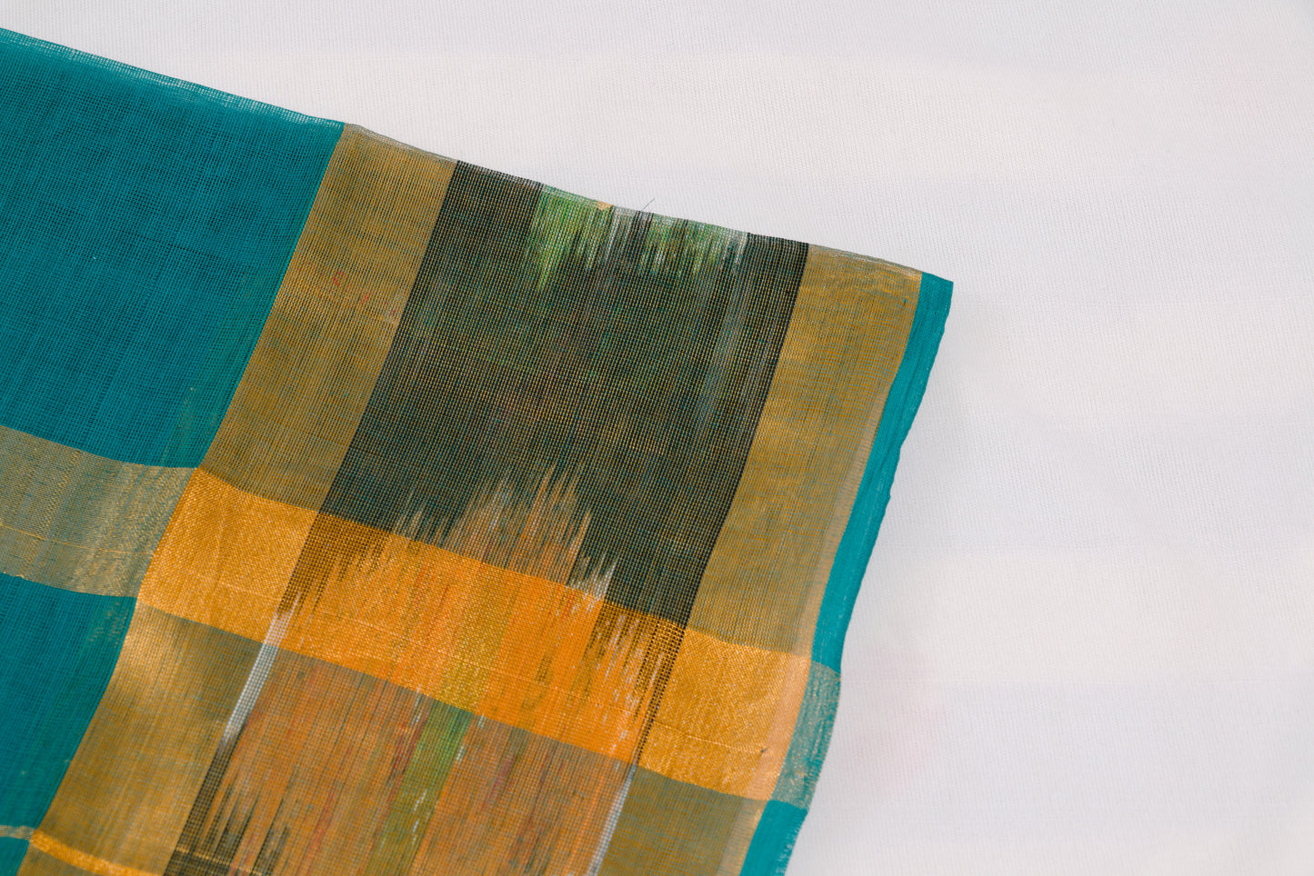 Authentic Venkatagiri handloom saree with gold zari stripes and ikat border