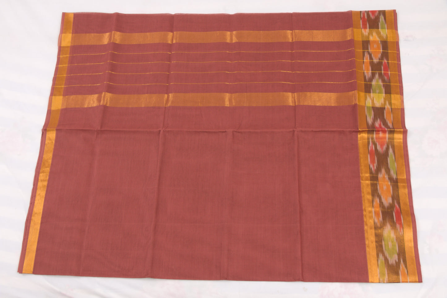 Elegant Maroon Venkatagiri handloom cotton saree with ikat pallu