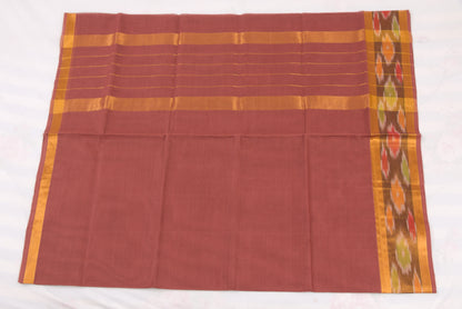 Elegant Maroon Venkatagiri handloom cotton saree with ikat pallu