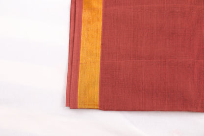 Pure cotton Venkatagiri saree in Maroon with woven ikat border