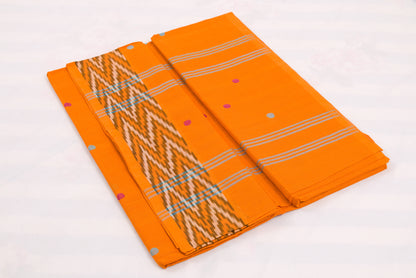 Handwoven Venkatagiri cotton saree with polka dot bhutta design 