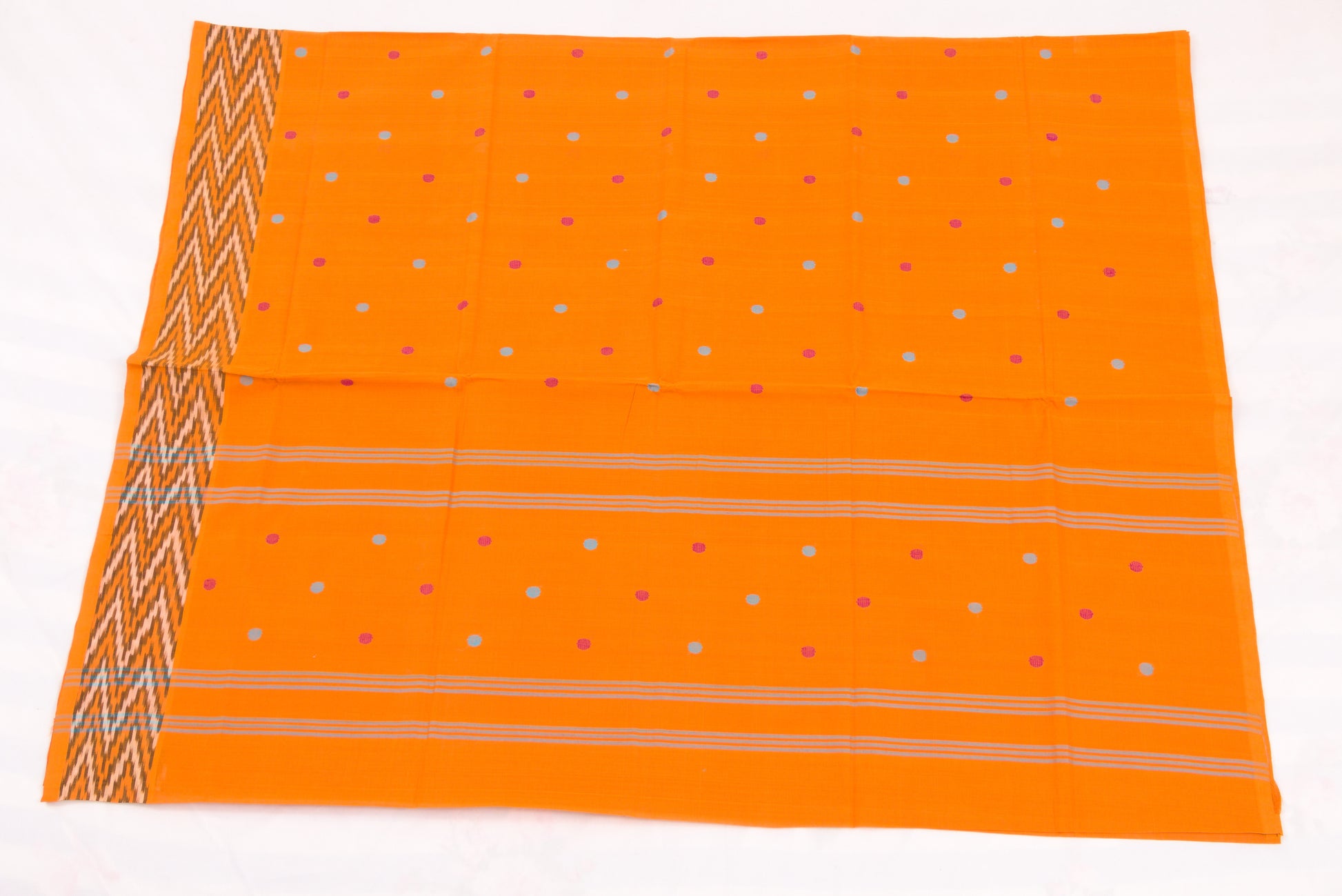 Lightweight Venkatagiri cotton saree with colorful bhutta detailing 