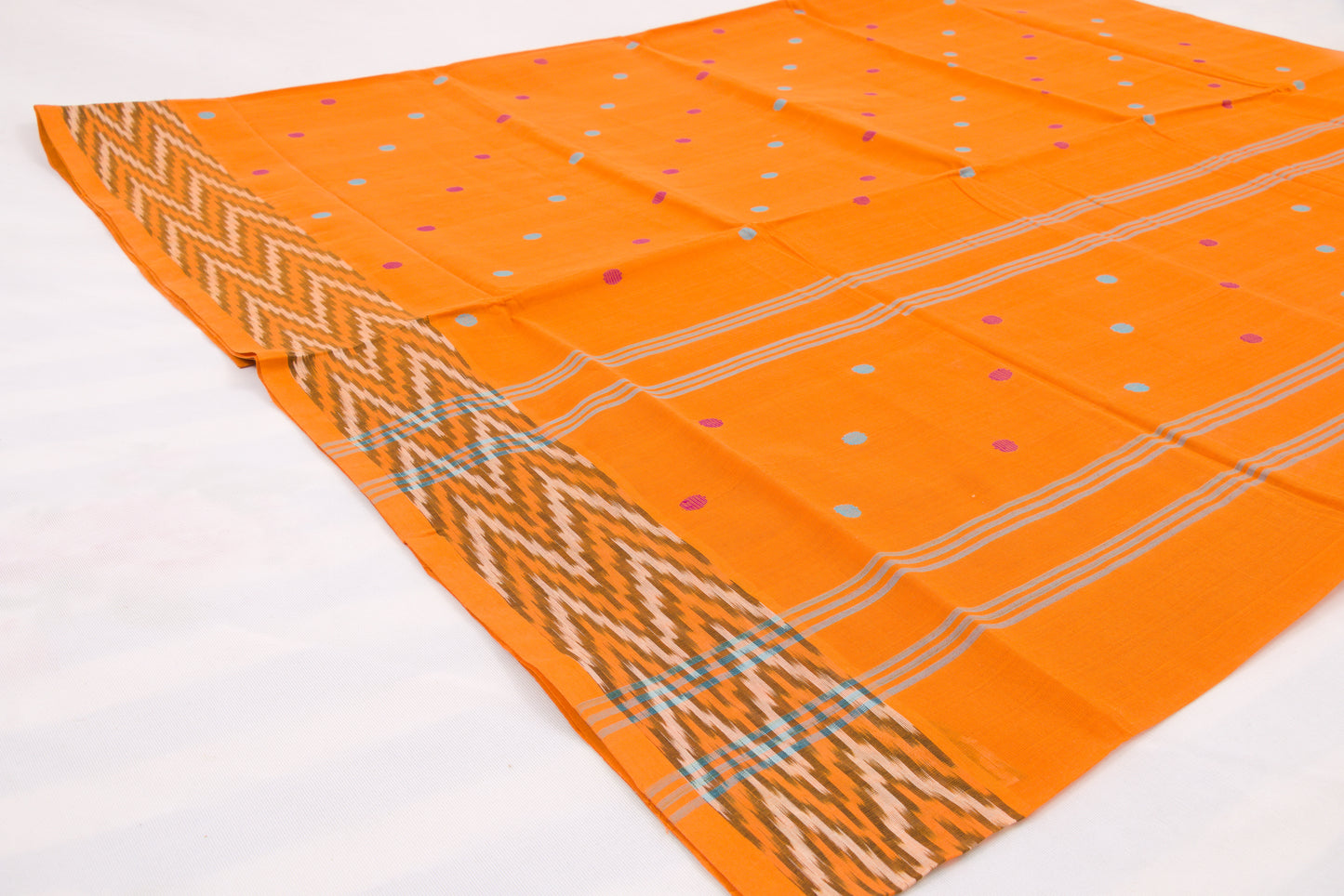 South Indian Venkatagiri cotton saree with dotted bhutta design 