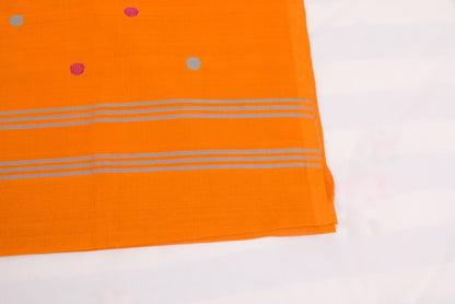 Handloom Venkatagiri saree in orange with geometric border and buttas 