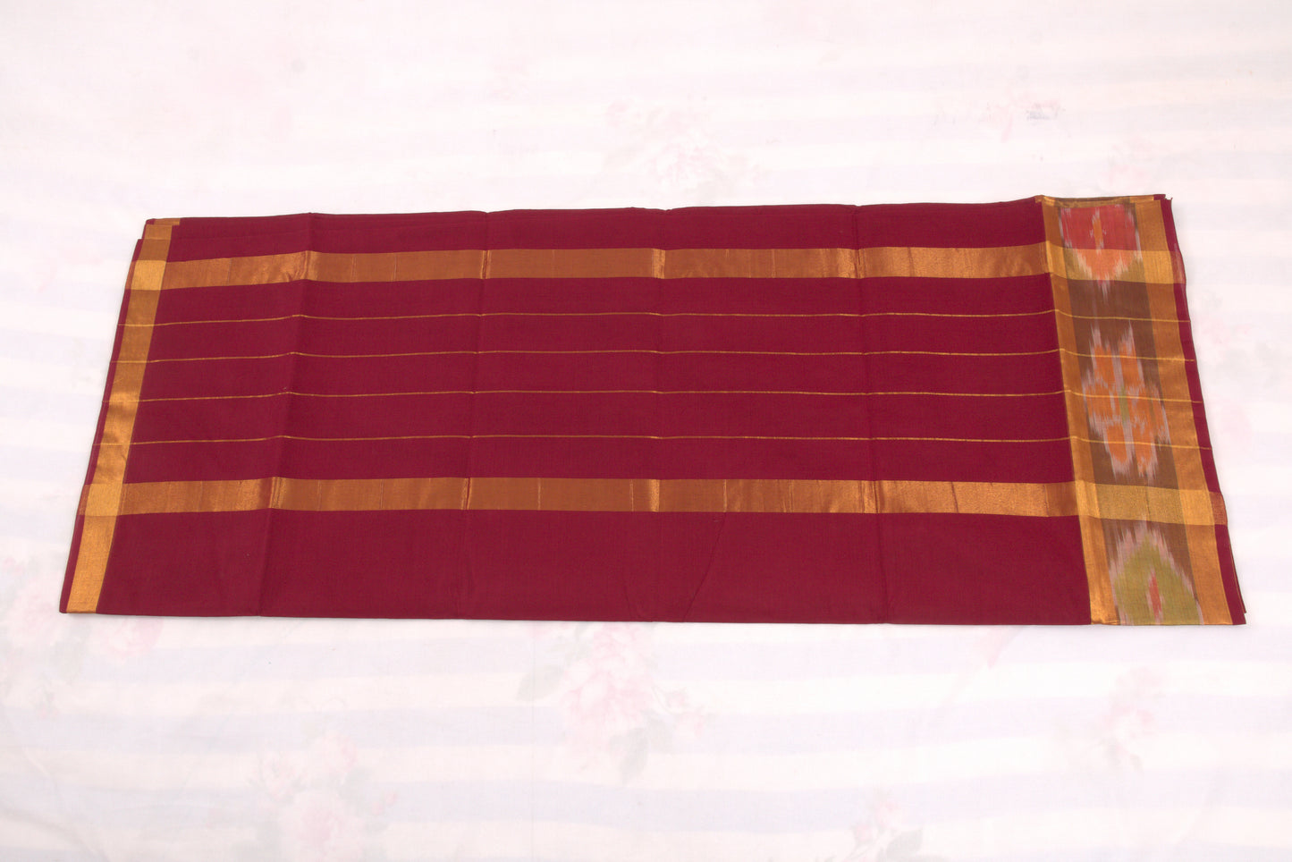 Traditional Venkatagiri cotton saree with ikat print border