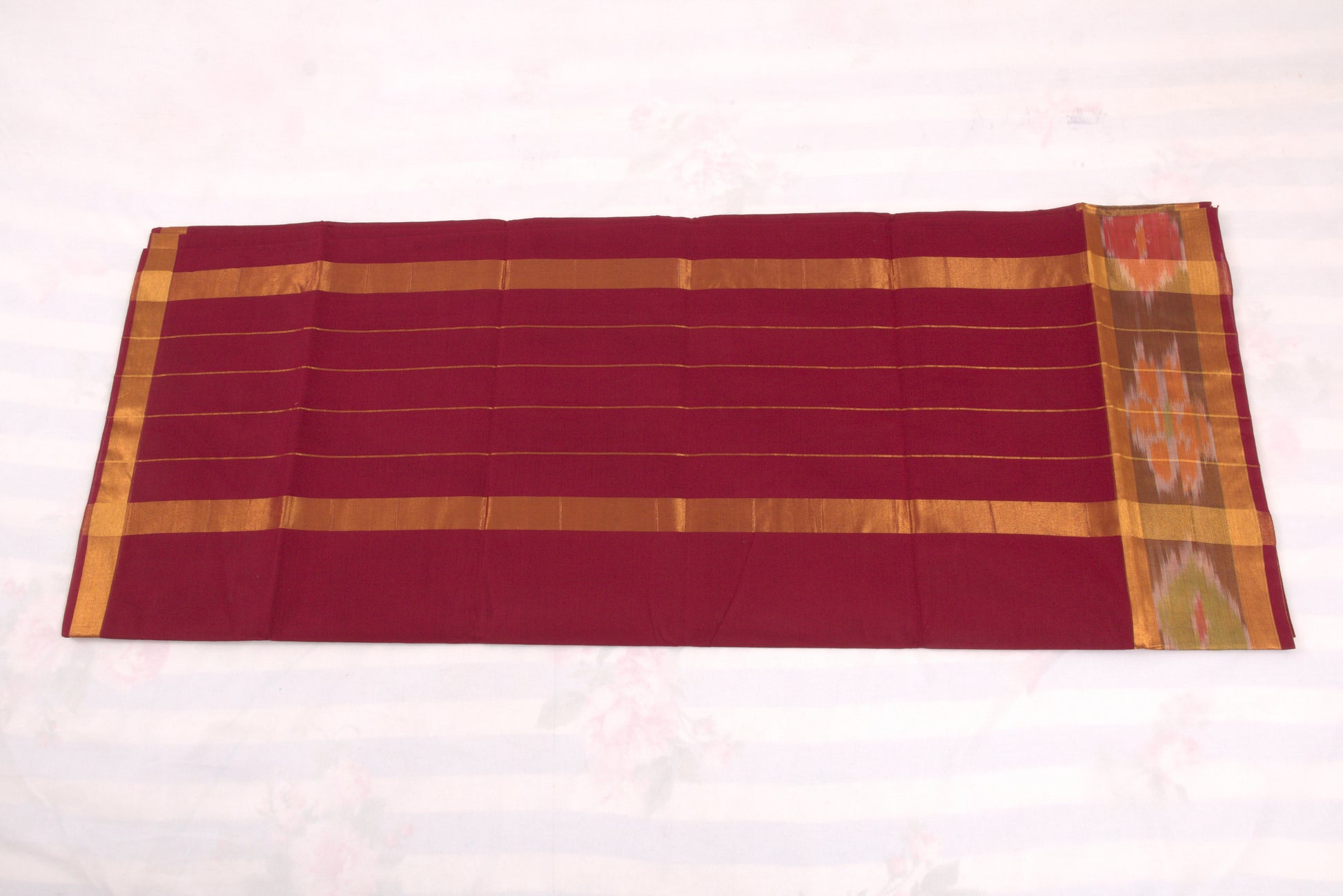Traditional Venkatagiri cotton saree with ikat print border