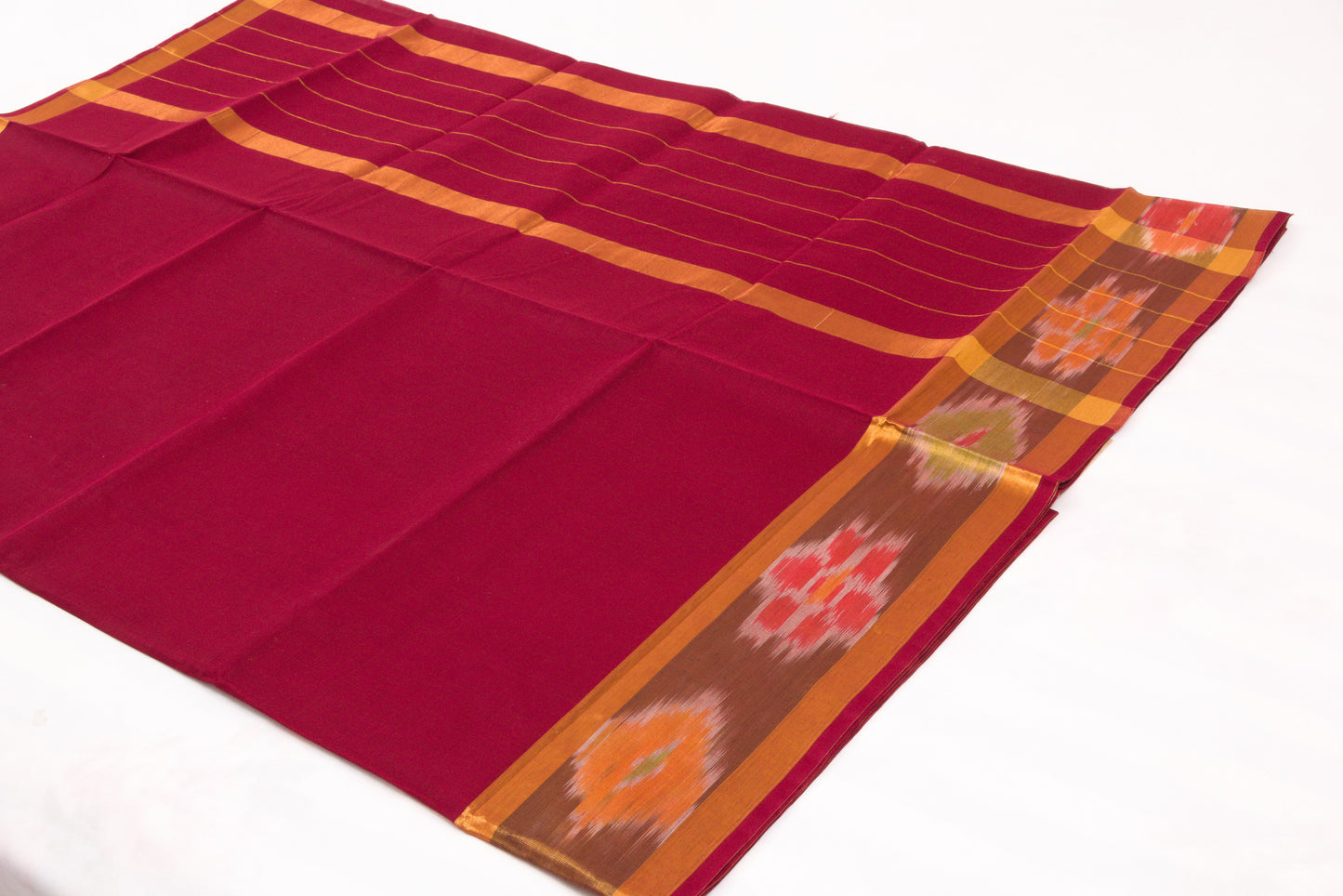 Lightweight Venkatagiri cotton saree with ikat border 