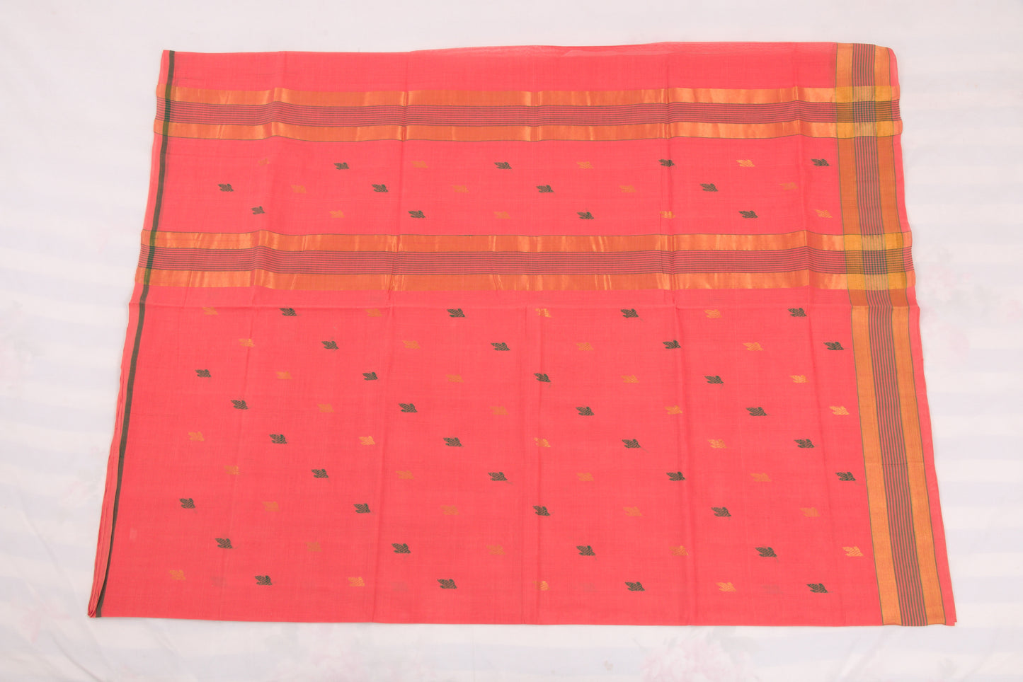 Traditional Venkatagiri cotton saree with small butta patterns and border 