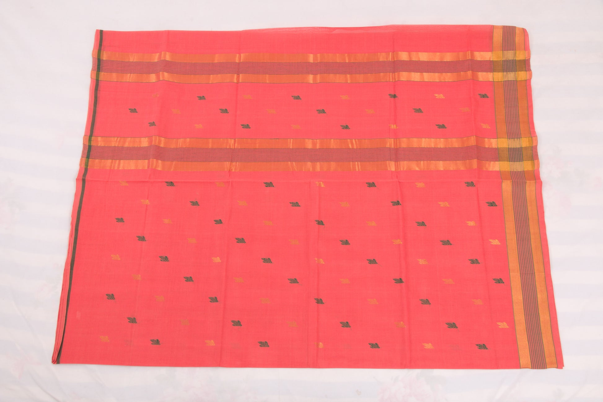 Traditional Venkatagiri cotton saree with small butta patterns and border 