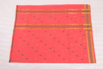 Traditional Venkatagiri cotton saree with small butta patterns and border 