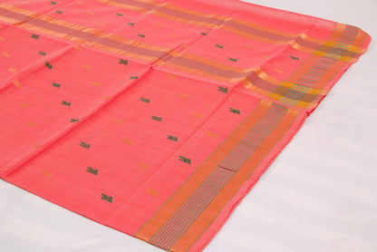 Lightweight Venkatagiri cotton saree with colorful bhutta detailing 