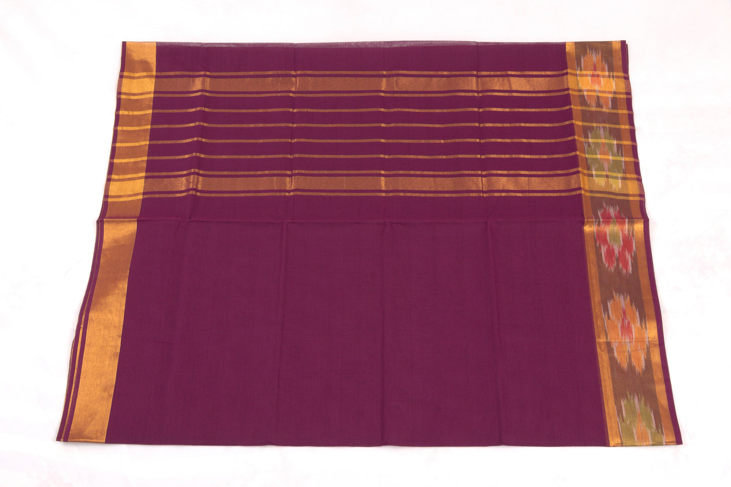 Soft cotton Venkatagiri saree with ikat border