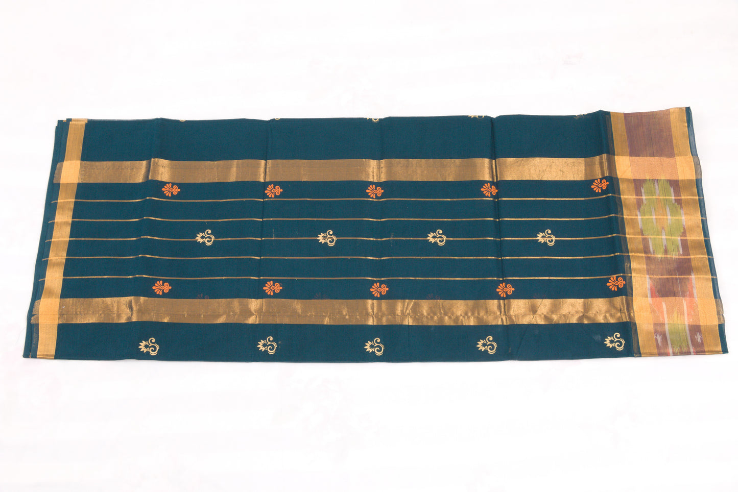 Soft cotton Venkatagiri saree with traditional butta pattern 