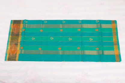 Traditional Venkatagiri cotton saree with small butta patterns and border 