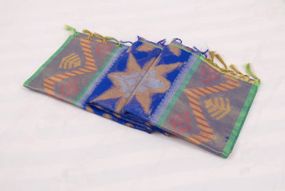 Designer Ikat saree with and intricate green pallu patterns 