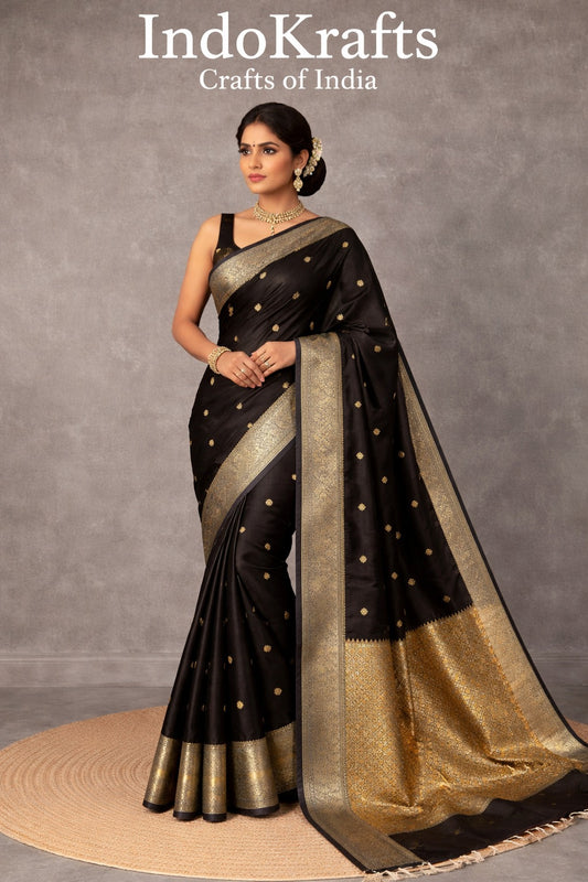 Premium semi Katan silk saree highlighting craftsmanship and texture