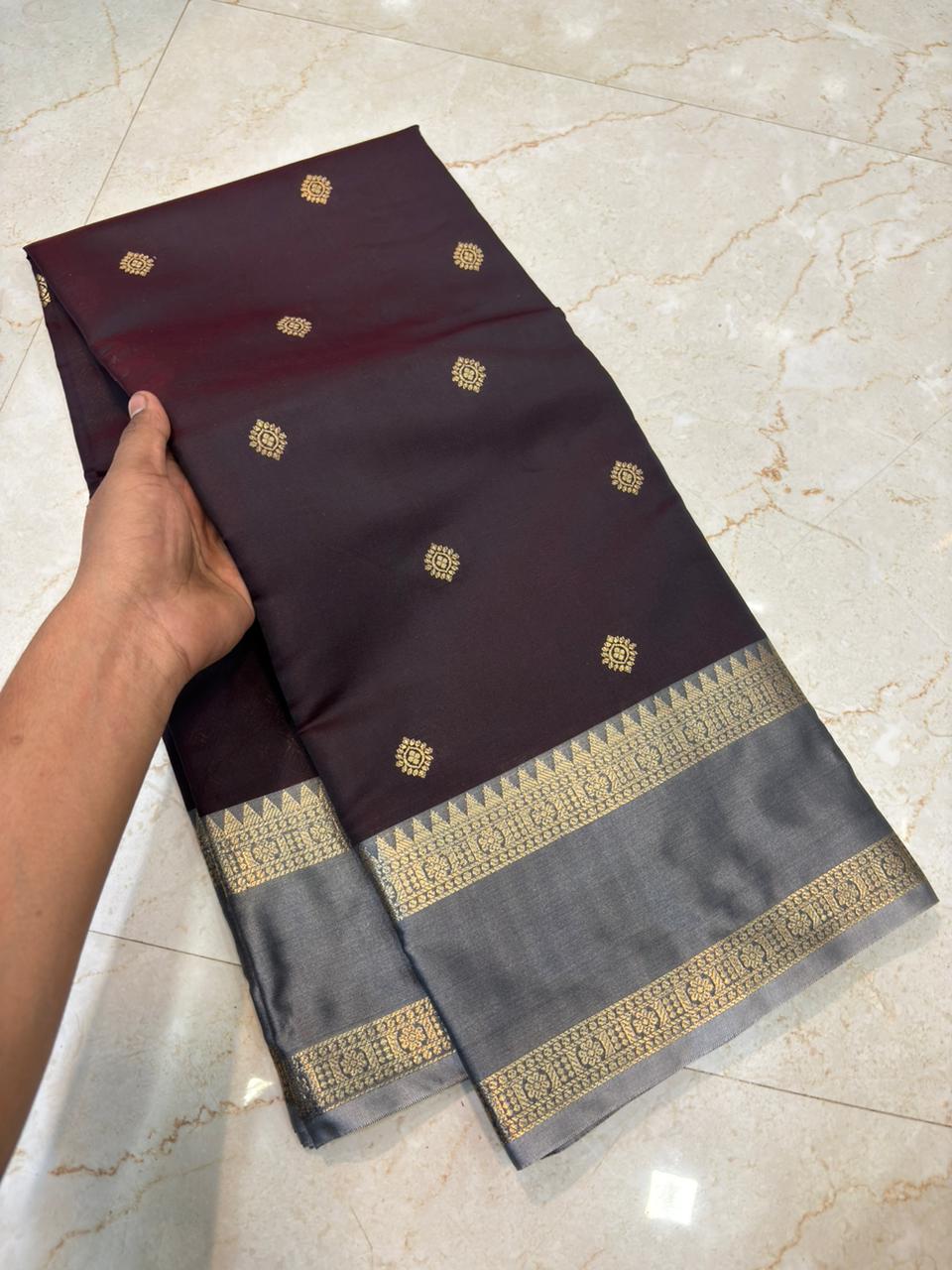 Festive Banarasi saree with gold weaving and elegant drape 