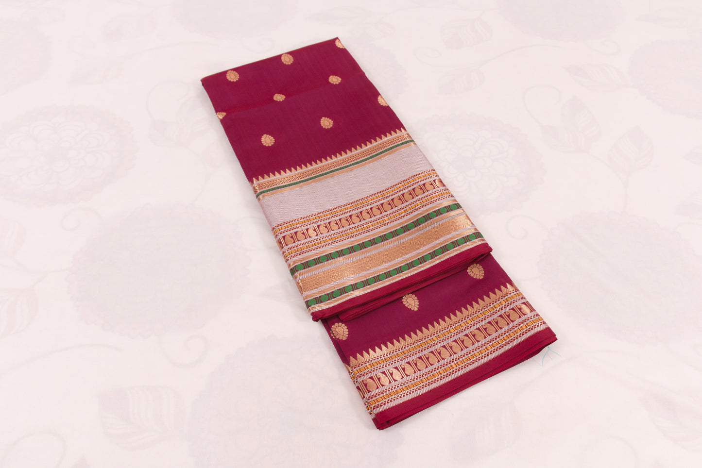 Authentic Banarasi Semi Katan silk blend saree featuring gold zari woven butis and an elegant check pallu design