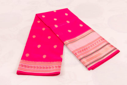 Banarasi Semi Katan Soft Sarees – Crimson – Katan Silk Sarees – Zari work -Bhutta Design - Perfect for all occasions – P000402