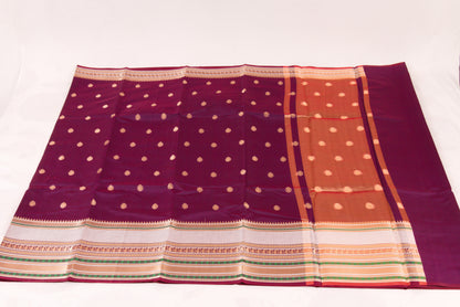 Banarasi Semi Katan Soft Sarees – Dark Raspberry – Katan Silk Sarees – Zari work -Bhutta Design - Perfect for all occasions – P000405