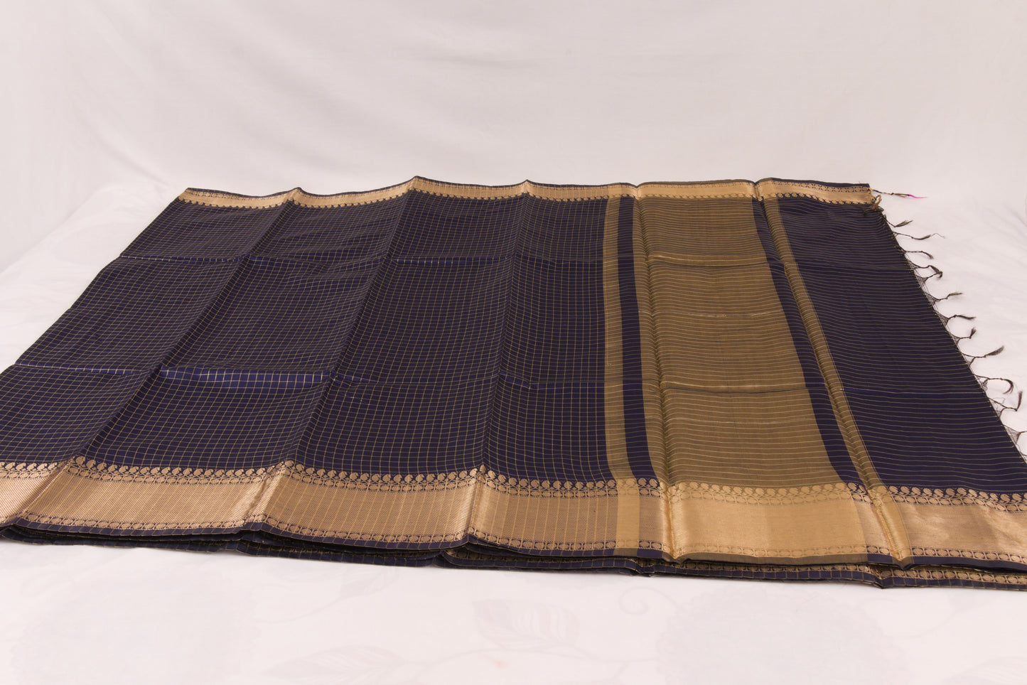 Banarasi Semi Katan Soft Sarees – Bluish purple – Katan Silk Sarees – Gold zari weaving all over New Check pettern designs - P000406