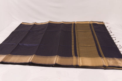 Banarasi Semi Katan Soft Sarees – Bluish purple – Katan Silk Sarees – Gold zari weaving all over New Check pettern designs - P000406