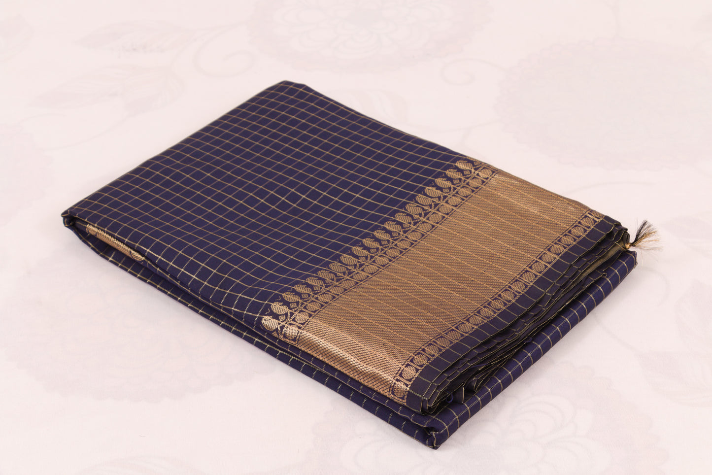 Banarasi Semi Katan Soft Sarees – Bluish purple – Katan Silk Sarees – Gold zari weaving all over New Check pettern designs - P000406