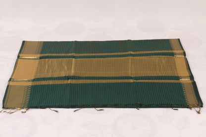 Traditional Banarasi Semi Katan soft saree with shimmering gold zari buti pattern and coordinated blouse fabric