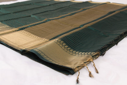 Designer Banarasi Semi Katan Saree with rich gold zari weaving, all-over buti motifs, and premium woven border