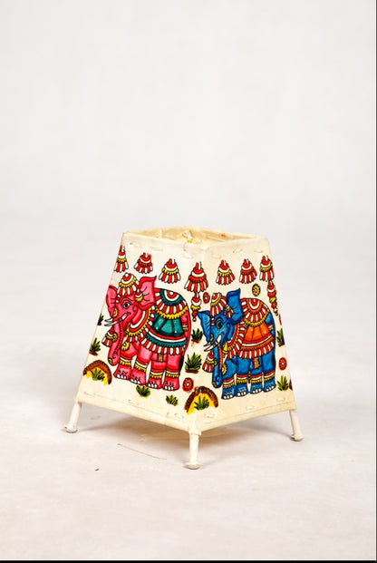 Nimmalkunta Tholu Bommalu –Locally crafted Lamp Shades- Height 6 inches square –Elephant artwork–  For Home Décor -  P00089