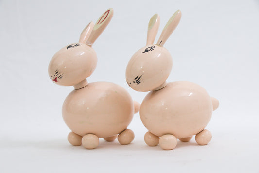Channapatna Toys –Locally crafted – For Kids / Home decoration / Car bobber décor/ Rabbit toys with Pale Taupe color - One Piece -  P000150 / P000151