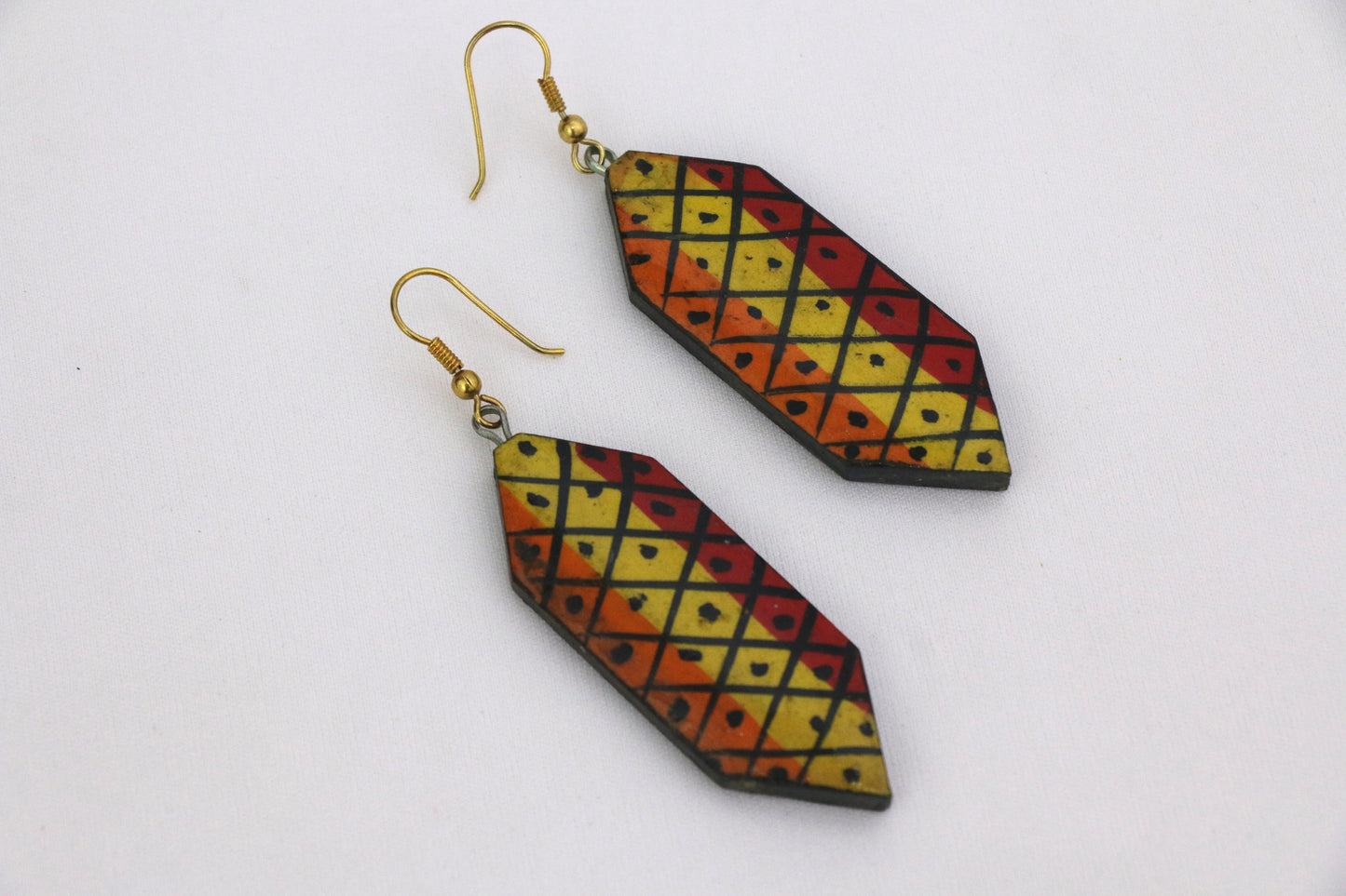 Channapatna wood craft –Locally crafted – Wooden Earrings – Alpine/Falu Red and Russet colored earring - For Kids / Adults -  P000158