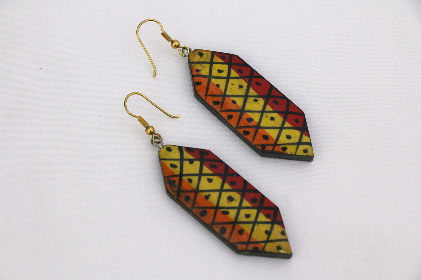 Channapatna wood craft –Locally crafted – Wooden Earrings – Alpine/Falu Red and Russet colored earring - For Kids / Adults -  P000158