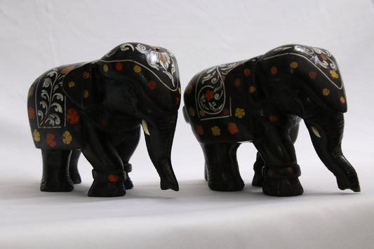 Mysore rosewood craft – Set of two Elephants - 5 inches height - Locally crafted – Rosewood  -  Naturally colored -  Perfect for home decor-  P000168