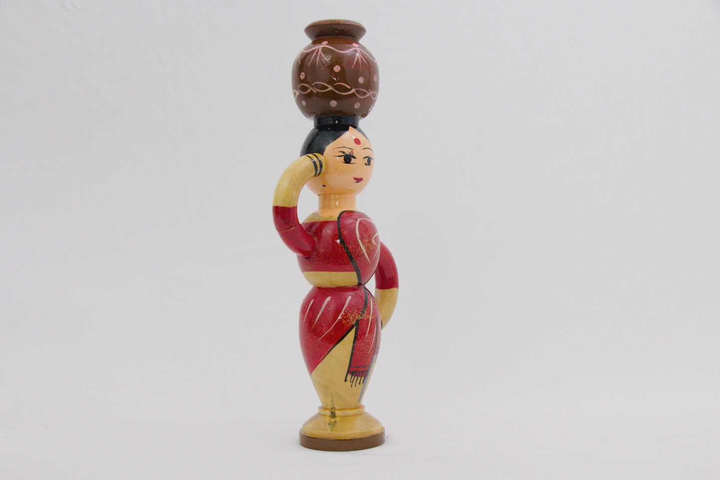 Channapatna Toys –  Single Pot Lady – Height – 8 inches -  For Kids / Home Décor / Office Décor – P000229