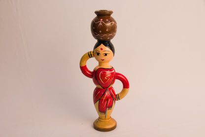 Channapatna Toys –  Single Pot Lady – Height – 8 inches -  For Kids / Home Décor / Office Décor – P000229