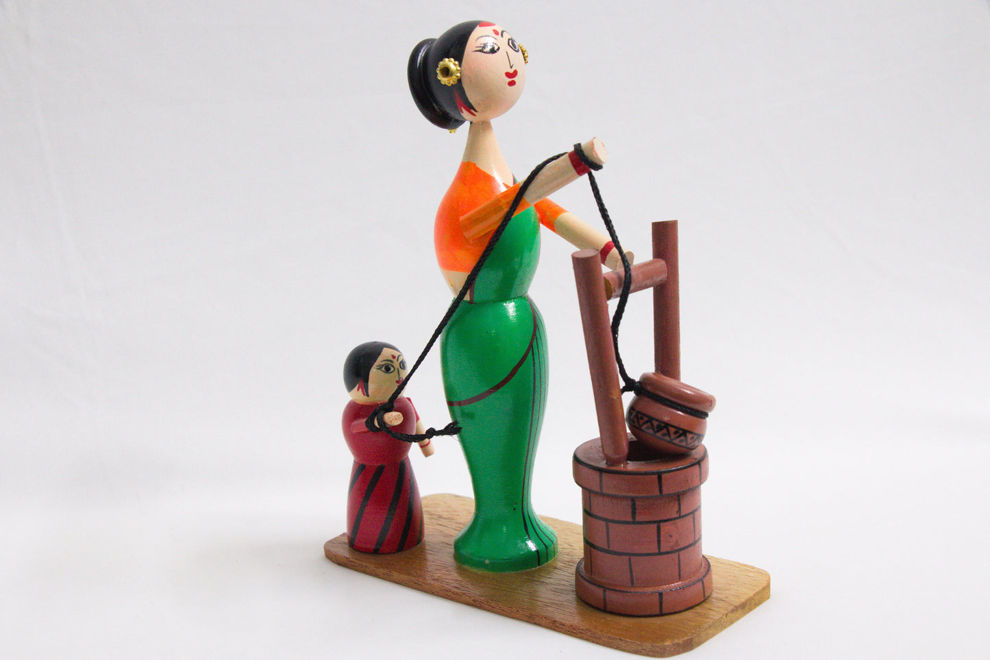 Channapatna Toys –  Pot with well Lady – Height – 8 inches -  For Kids / Home Décor / Office Décor – P000232