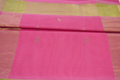 Venkatagiri Ikat Cotton Sarees with Pochampally Ikat border – Dark Pink - Bhutta design - 100% Cotton Sarees – Perfect for all occasions – P000247