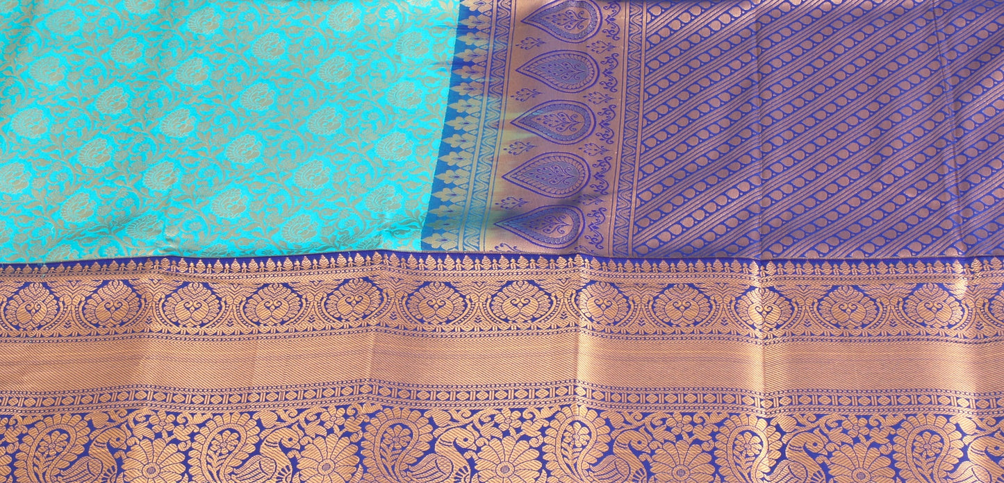 Dharmavaram Pattu Silk Saree – Art Silk -Big border – Kadiyal Kuttu – Zari brocade saree - P00112