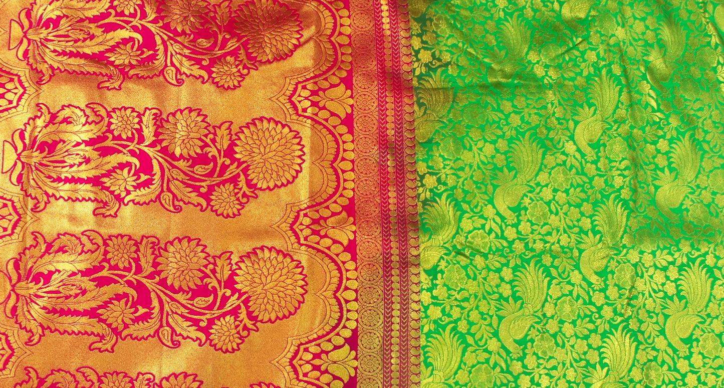 Dharmavaram Pattu Silk Saree – Art Silk -Big border – Kadiyal Kuttu – Zari brocade saree - P00111